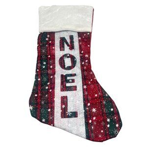 Christmas Noel stocking snowflake red white felt strip 15" READ